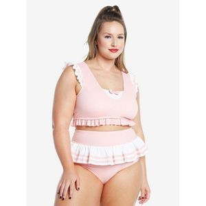 Hot Topic Pink & White Sailor Ruffle Swim Set Plus Size 2